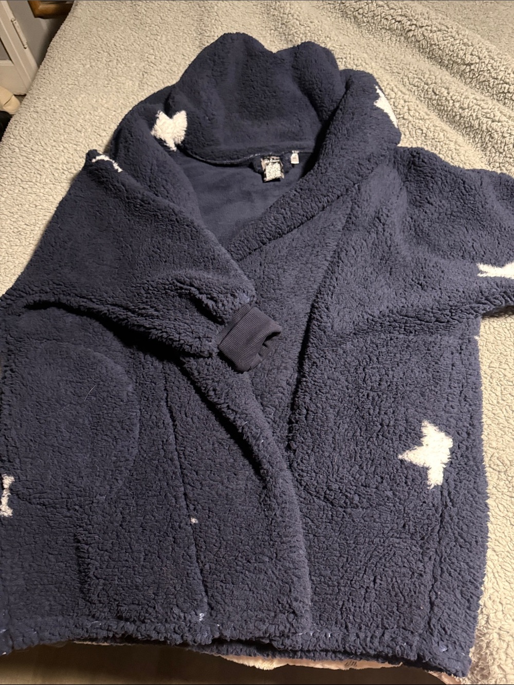 Cozy women’s Navy Star Sherpa Jacket with hood